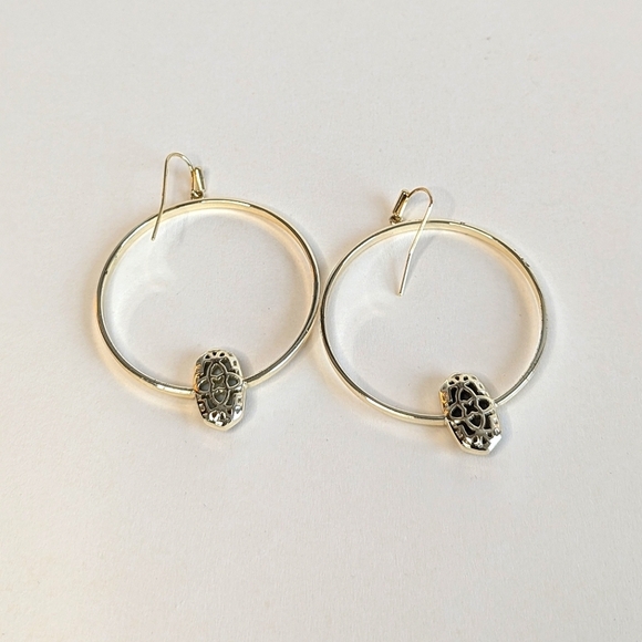 Kendra Scott Elora Open Circle Dangle Hoop Earrings Multi Colored Drusy - Picture 7 of 11